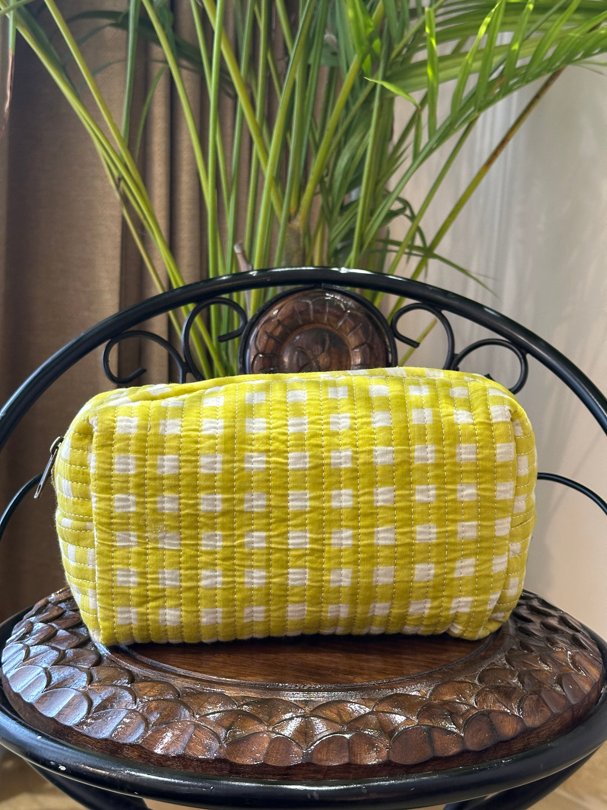 Single Pouch- Green Gingham