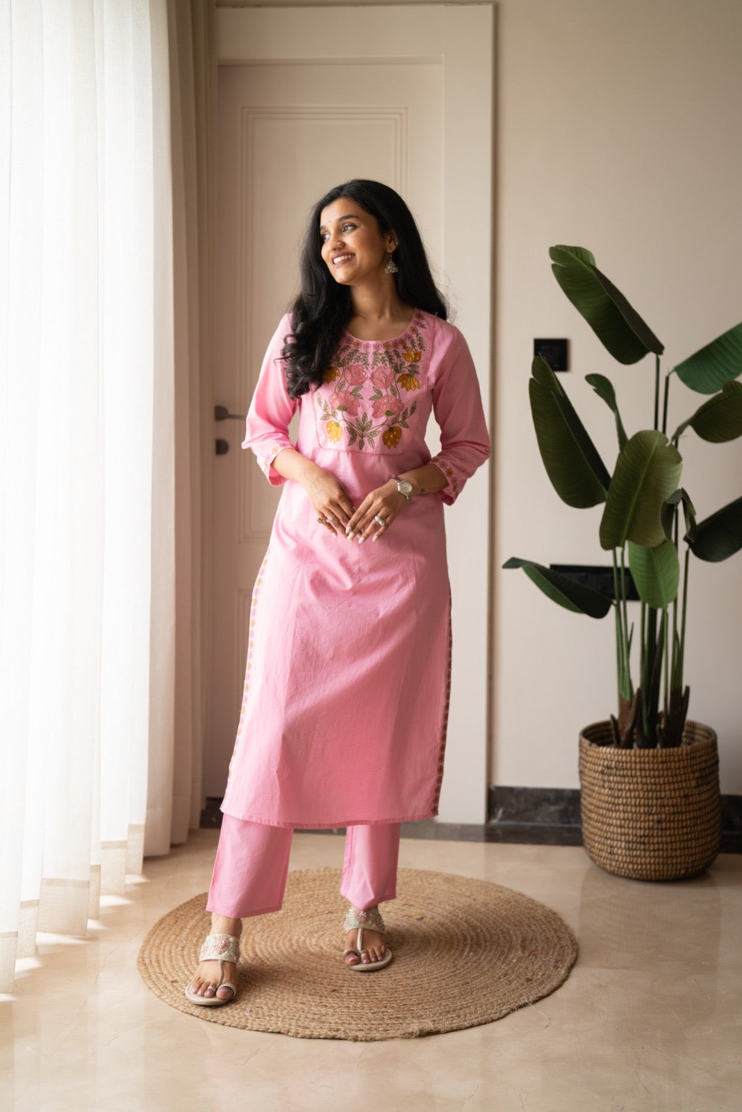 Kayna Soft Cotton Suit- Pink
