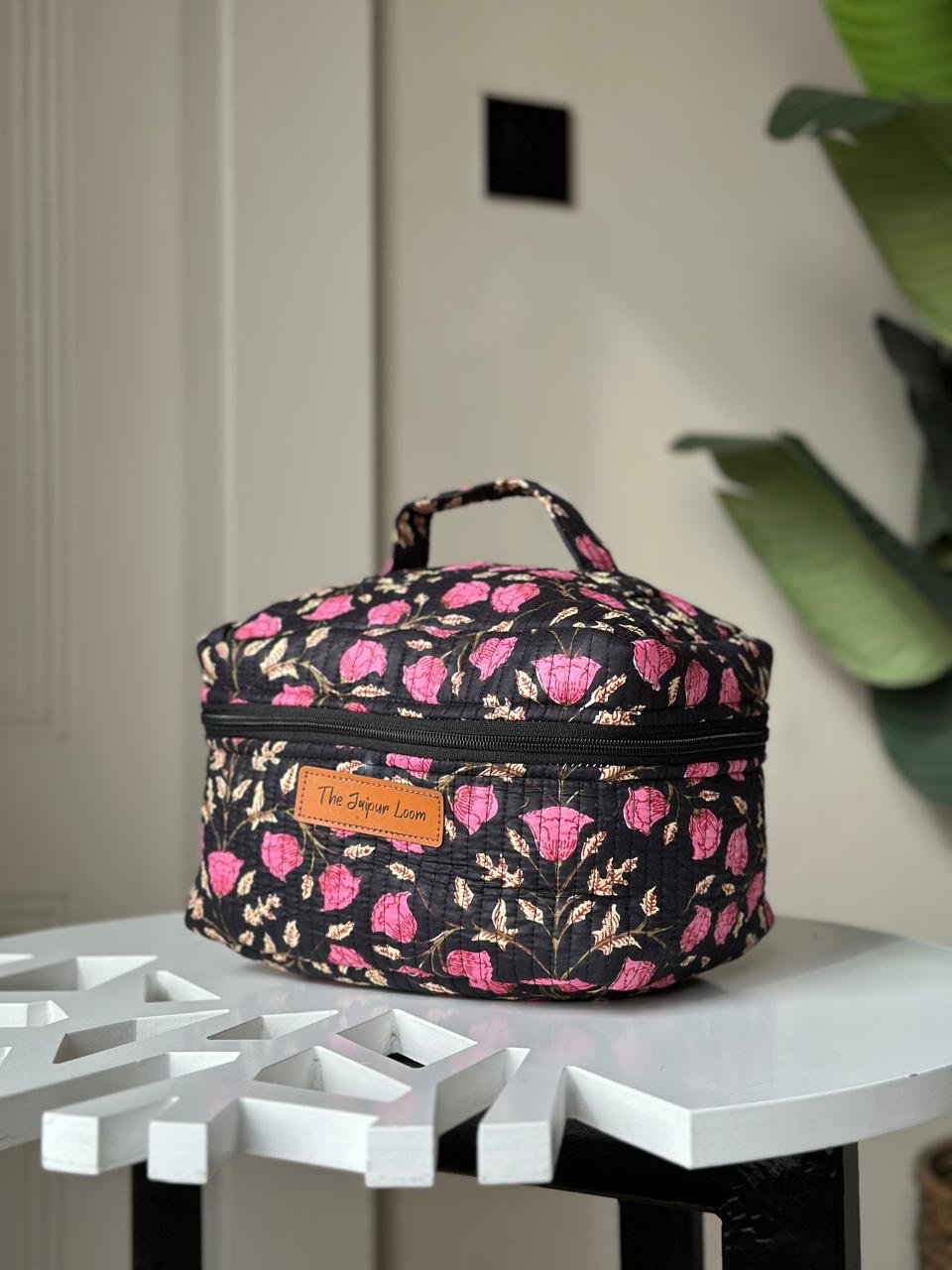Quilted Vanity Bag- Black Pink Bel