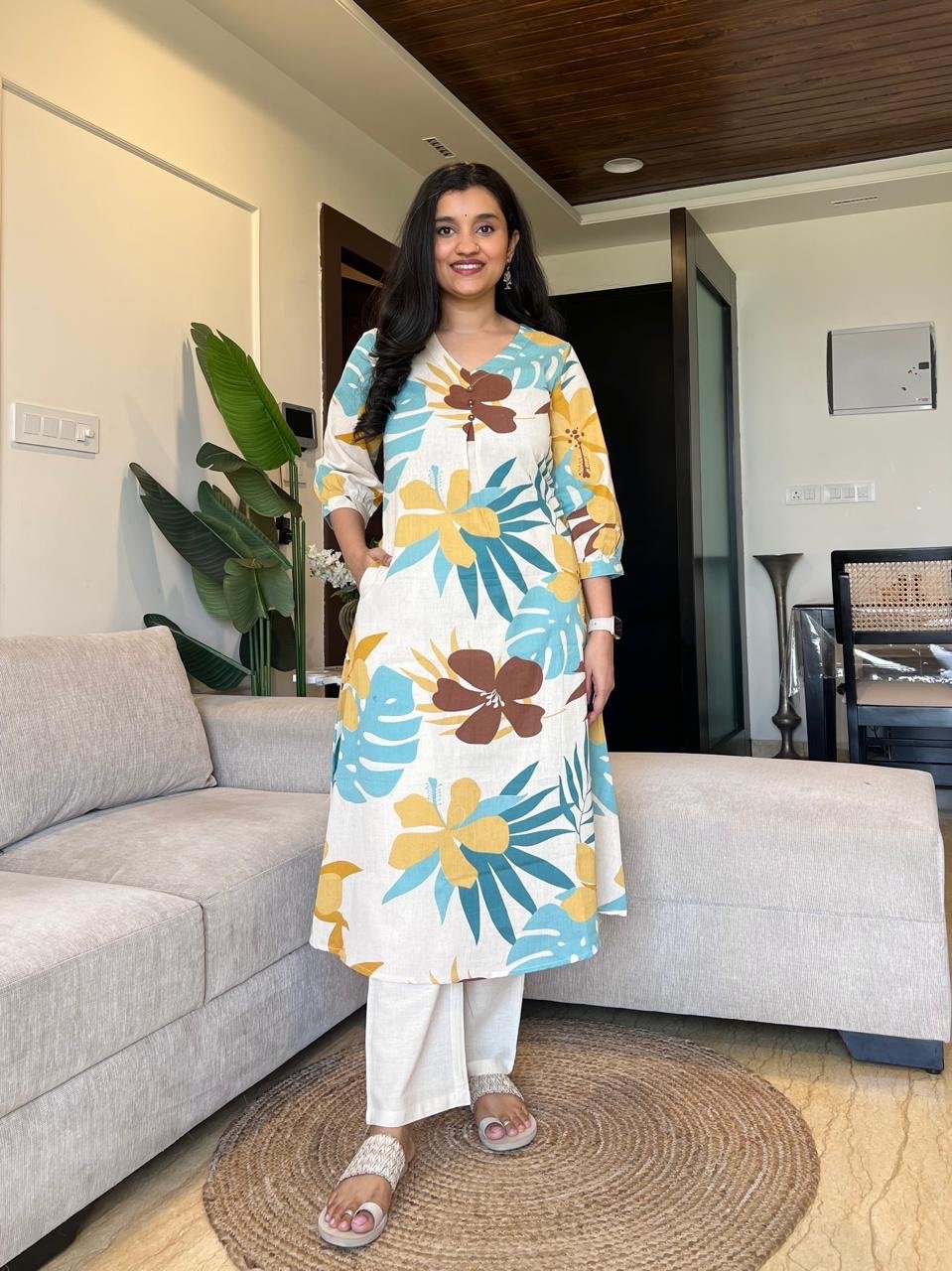 Kali Printed Cotton Set- Green Tropicals