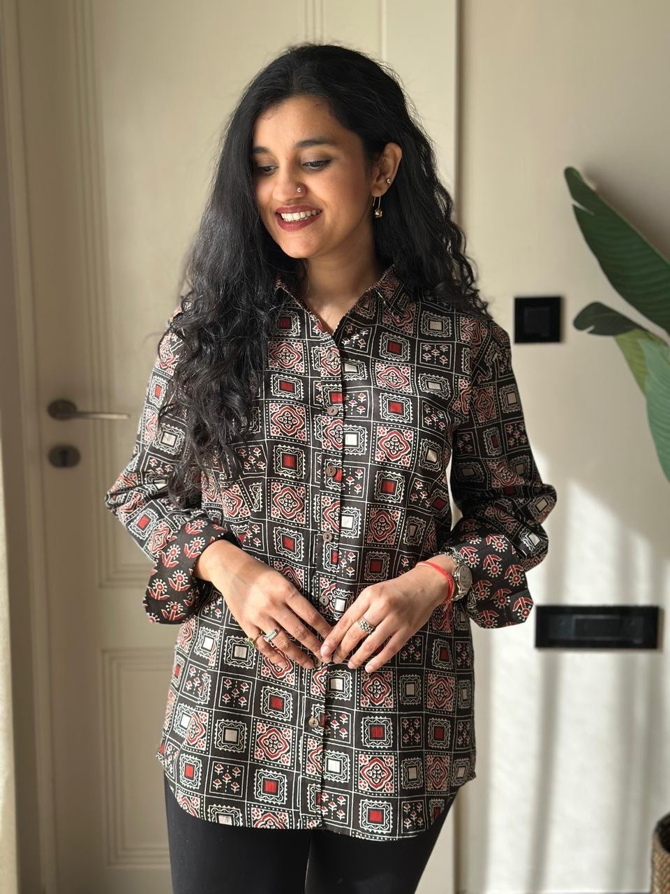 Raima Cotton Shirt- Black Story