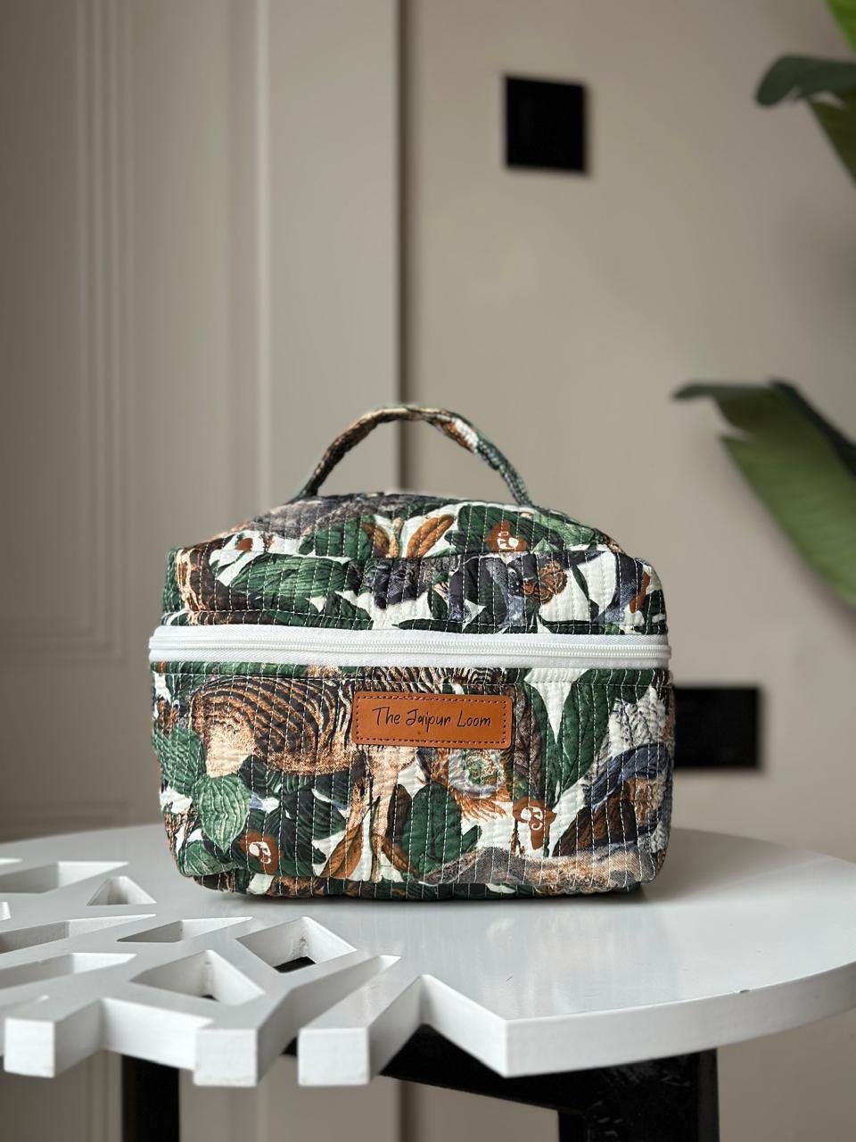 Quilted Vanity Bag- Green Story