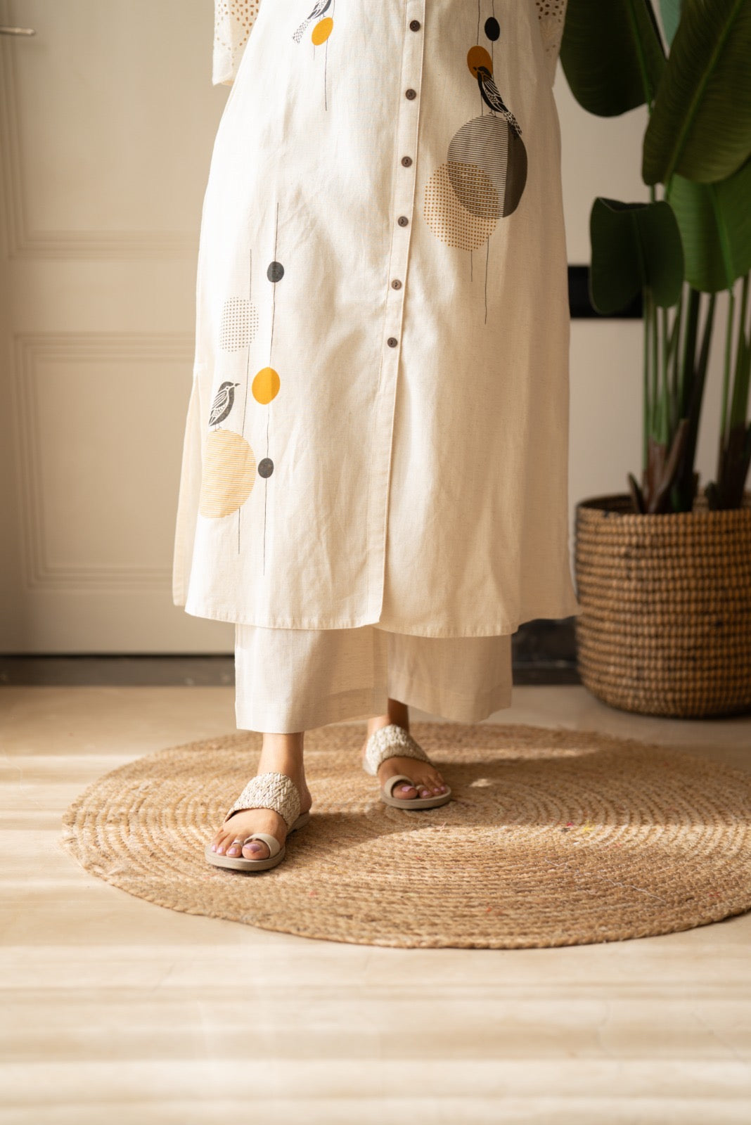 Naari Off White A-Line Pant Set