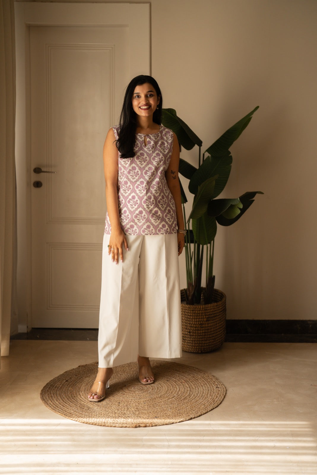 Lily 2.0 Sleeveless Cotton Top- Lavender Jaal