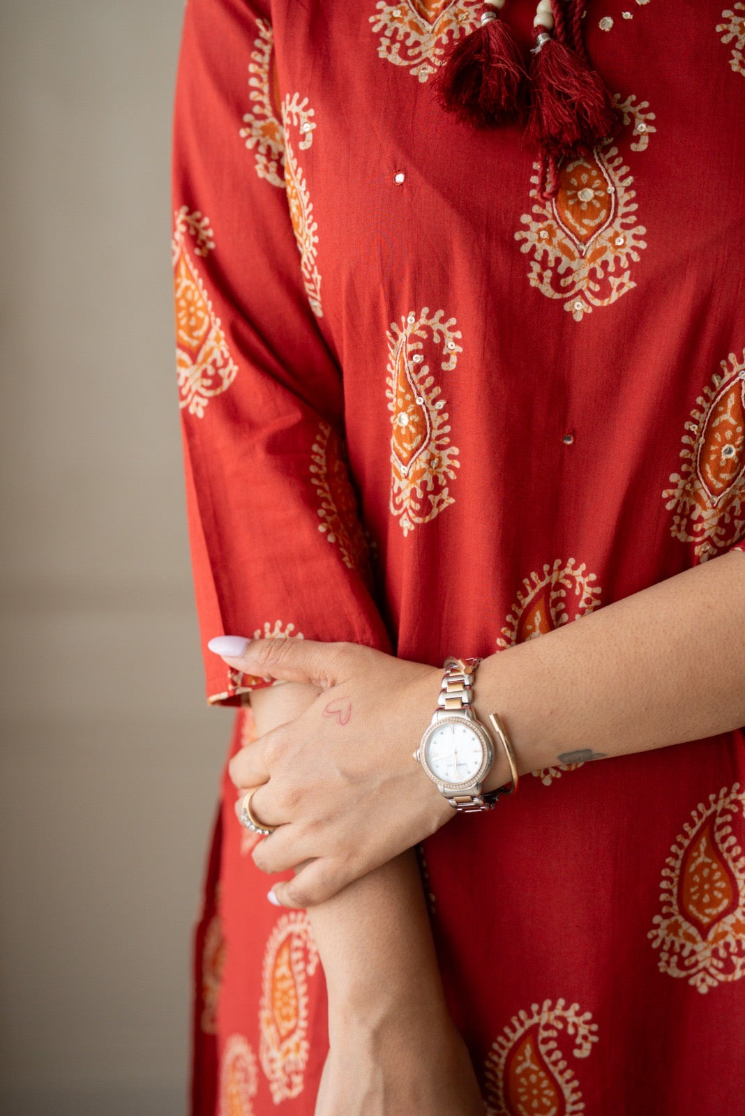 Suhani Batik Cotton Suit- Red