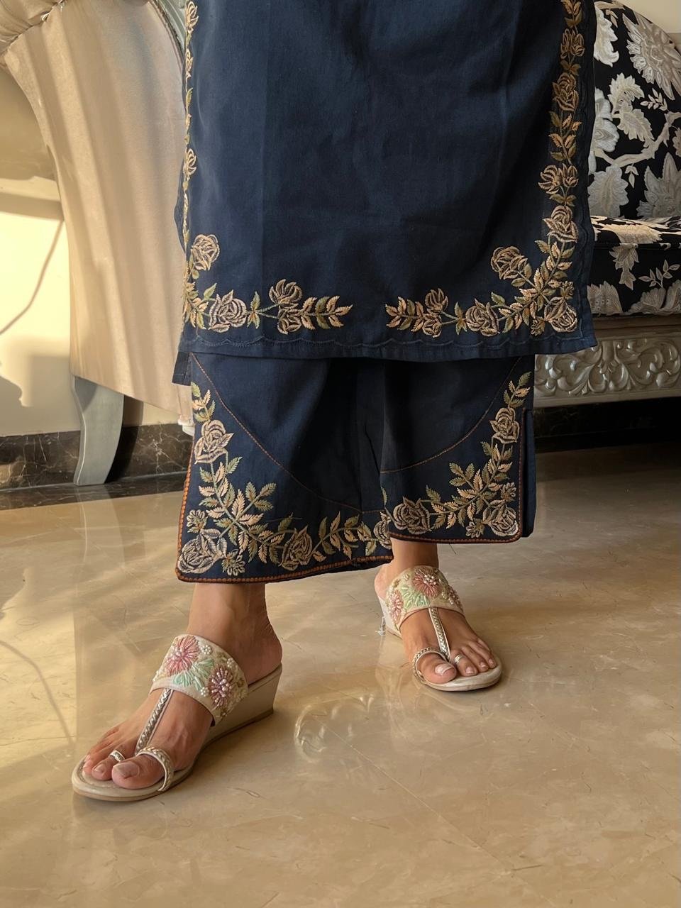 Kritisha Statement Embroidered Set- Blue