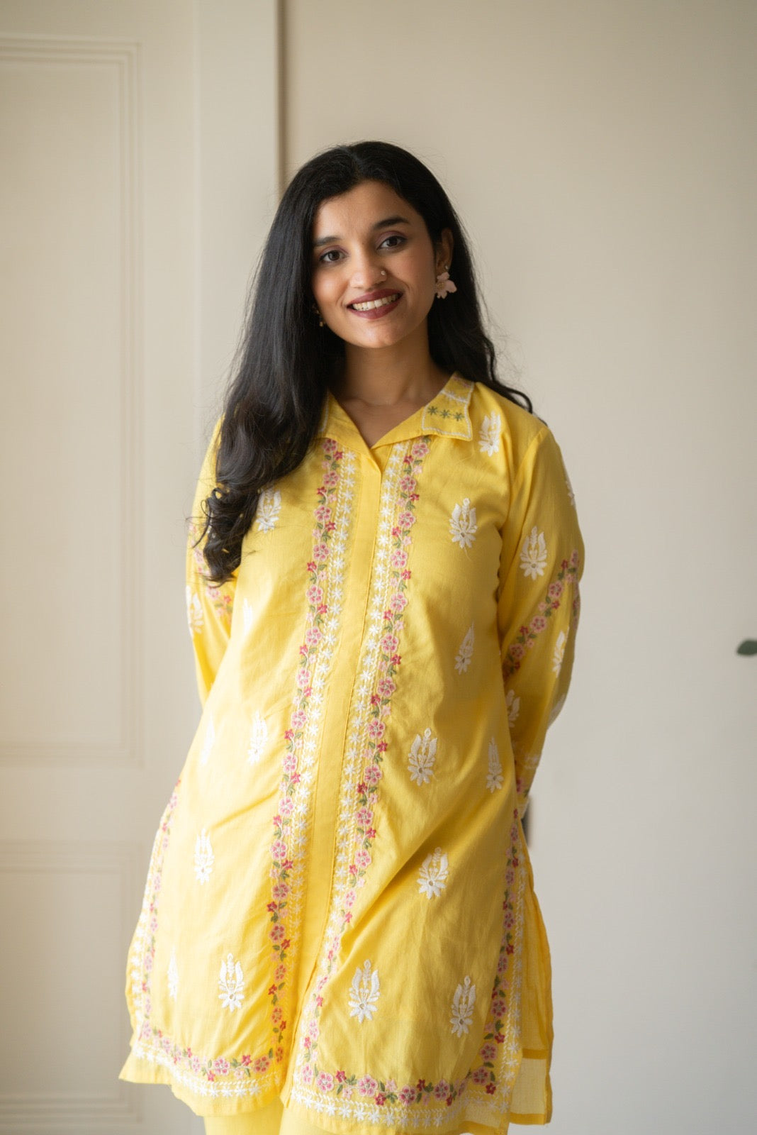 Preet Mulmul Luxe Coord Set- Yellow