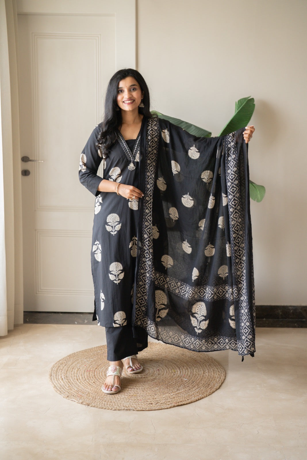 Zasha Cotton Suit- Black Boota