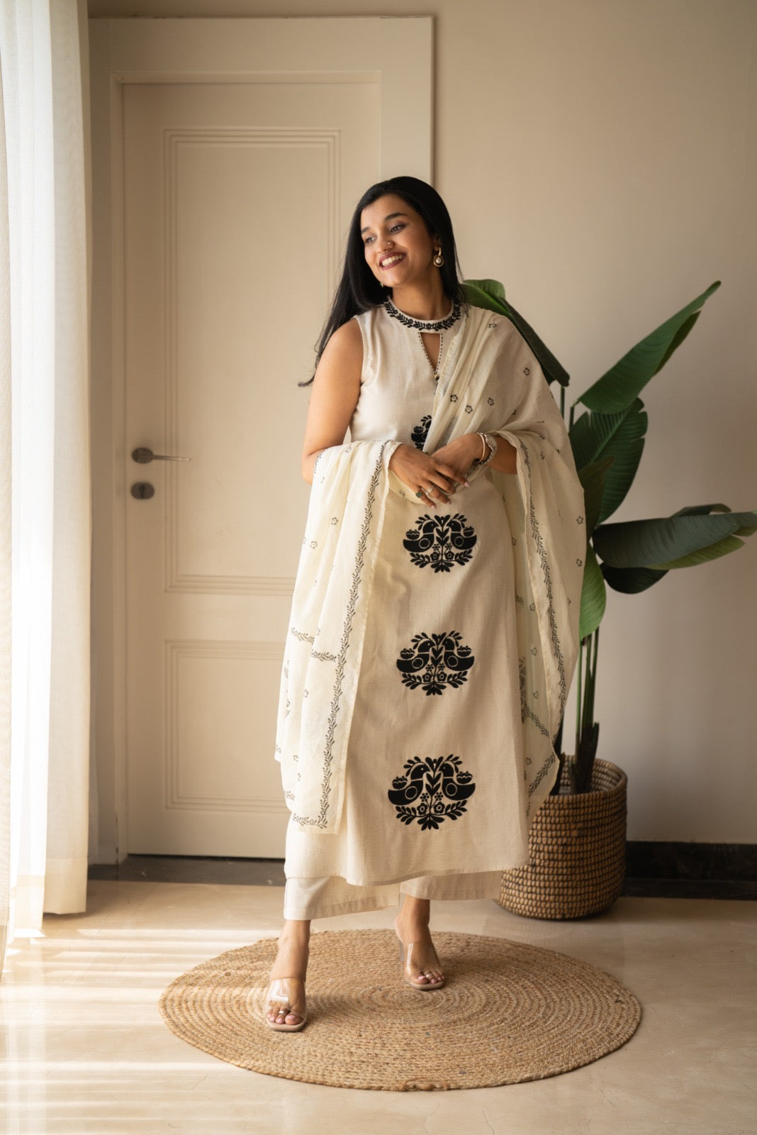 Lubana Off White Embroidered Suit