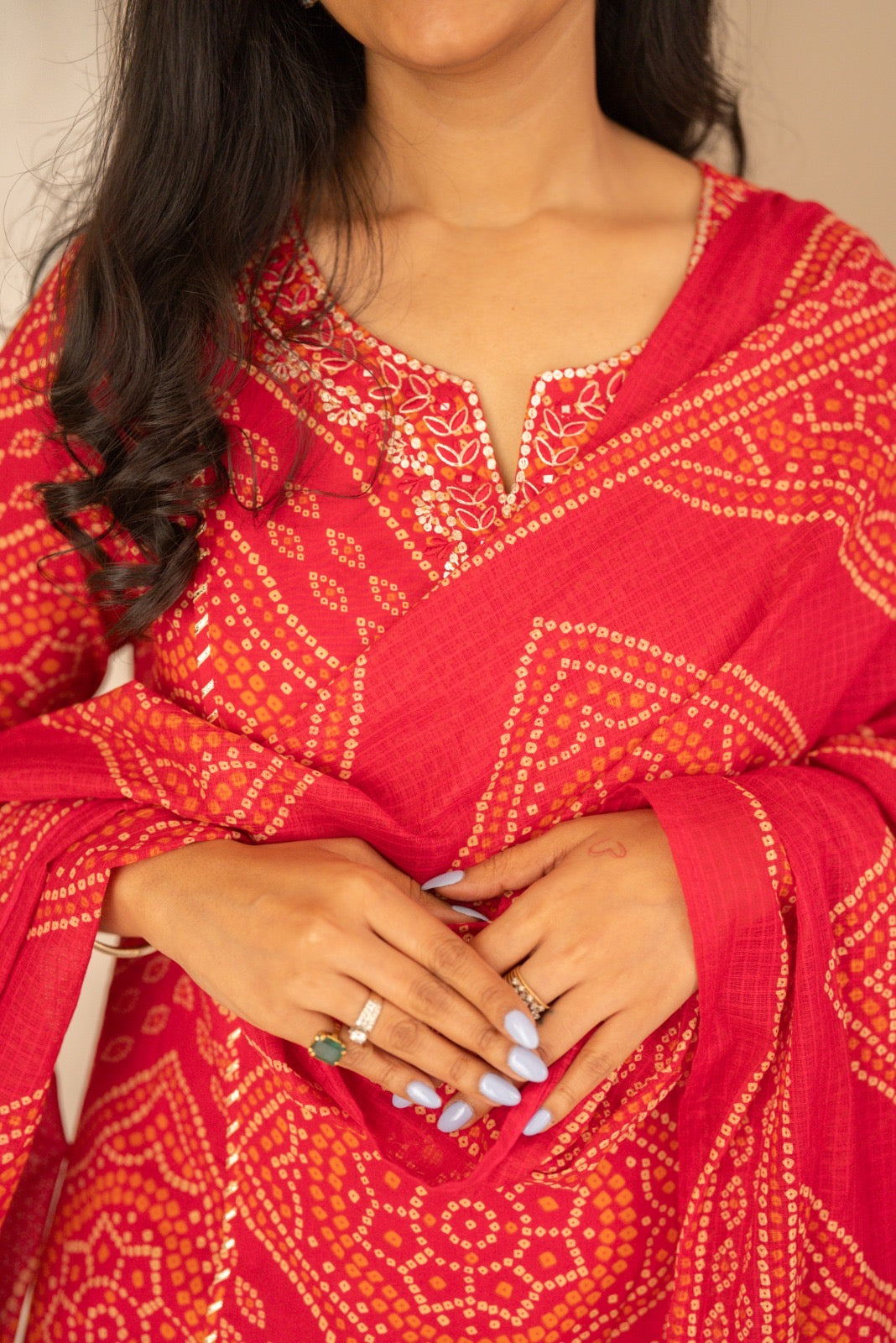Zimya Bandhej Pittan Suit- Gulabi