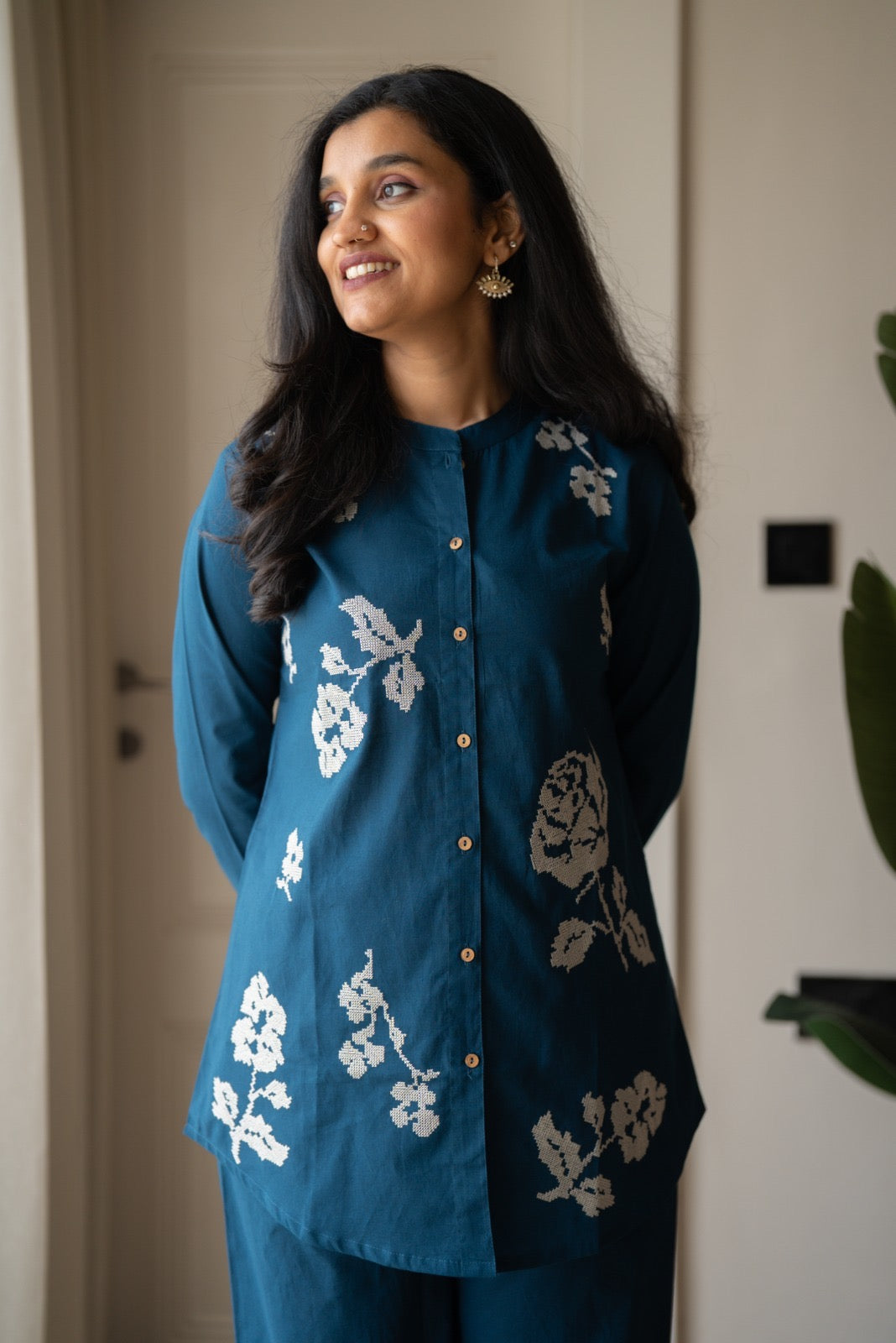 Hania Cotton Coord Set- Blue