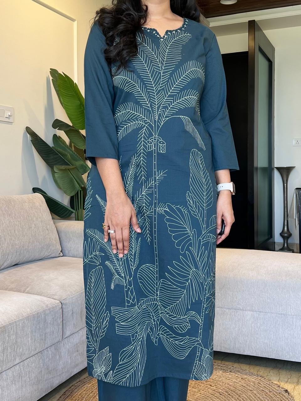 Sakshi Printed Pure Cotton Suit- Blue
