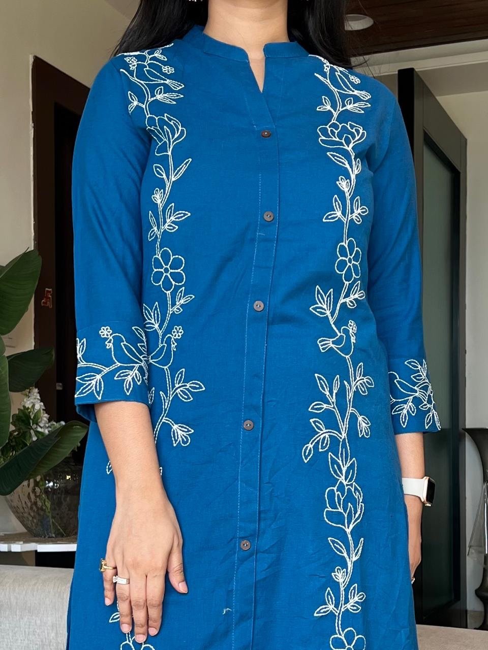 Zira Blue Embroidered Pant Set