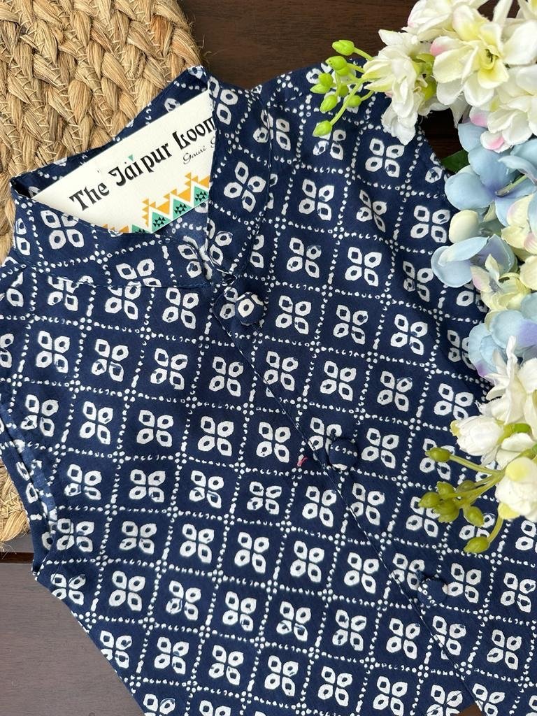 Navy Lehriya Jacket Set