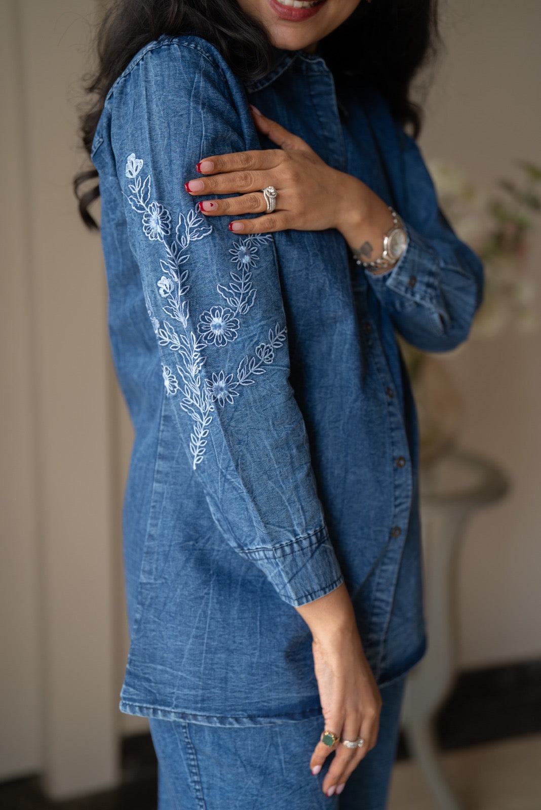 Nimya Denim Shirt Coord Set