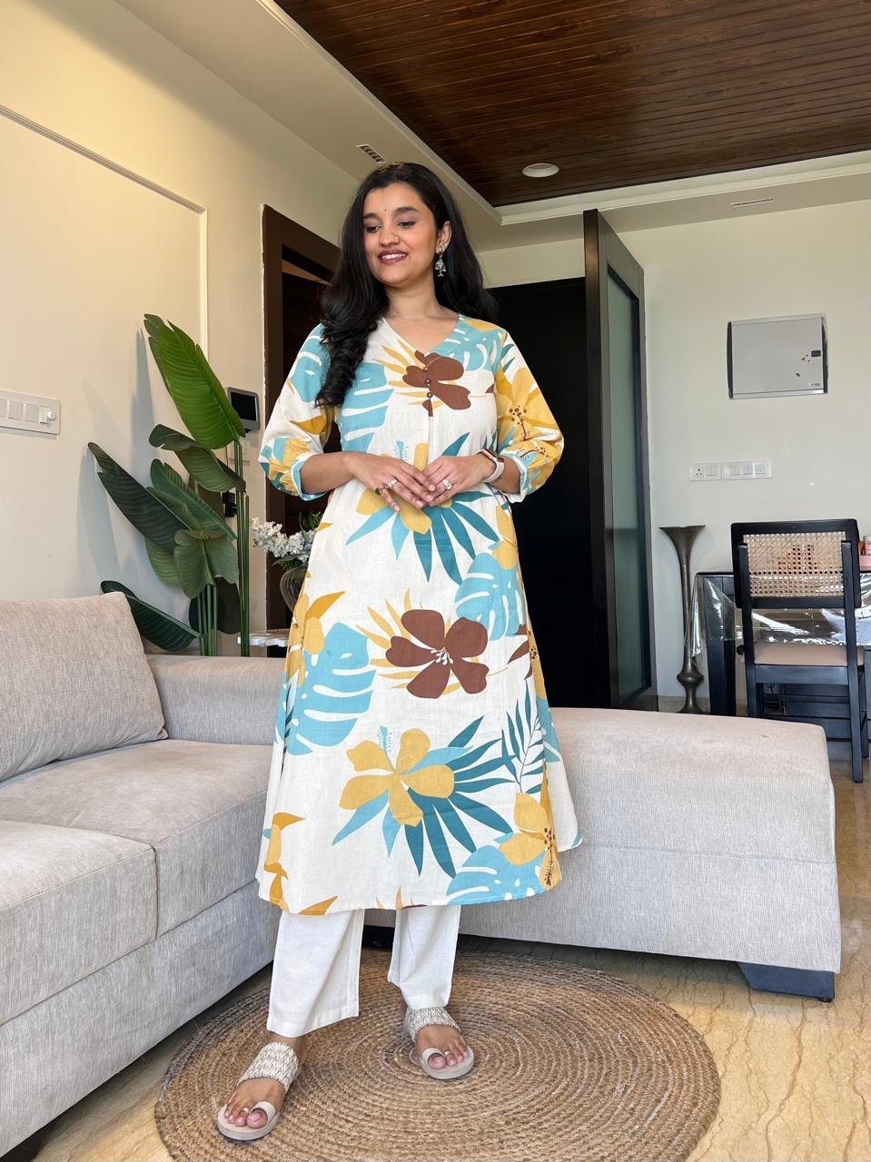 Kali Printed Cotton Set- Green Tropicals