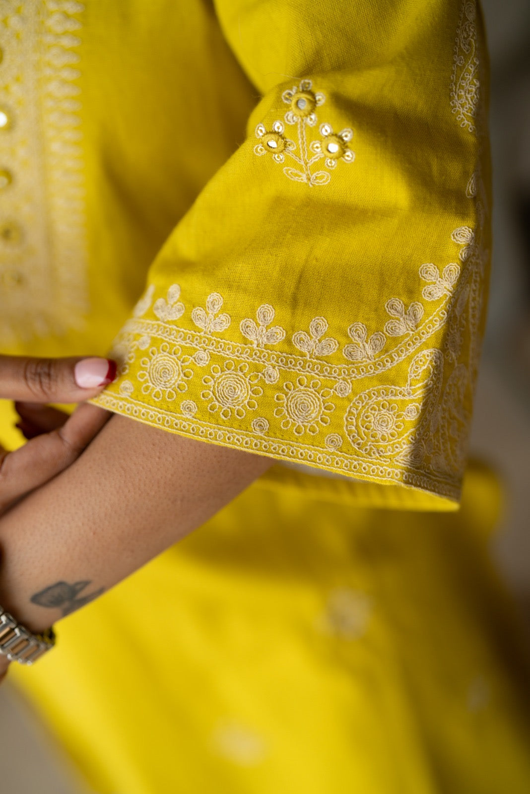 Ganga Embroidered Luxe Suit- Yellow