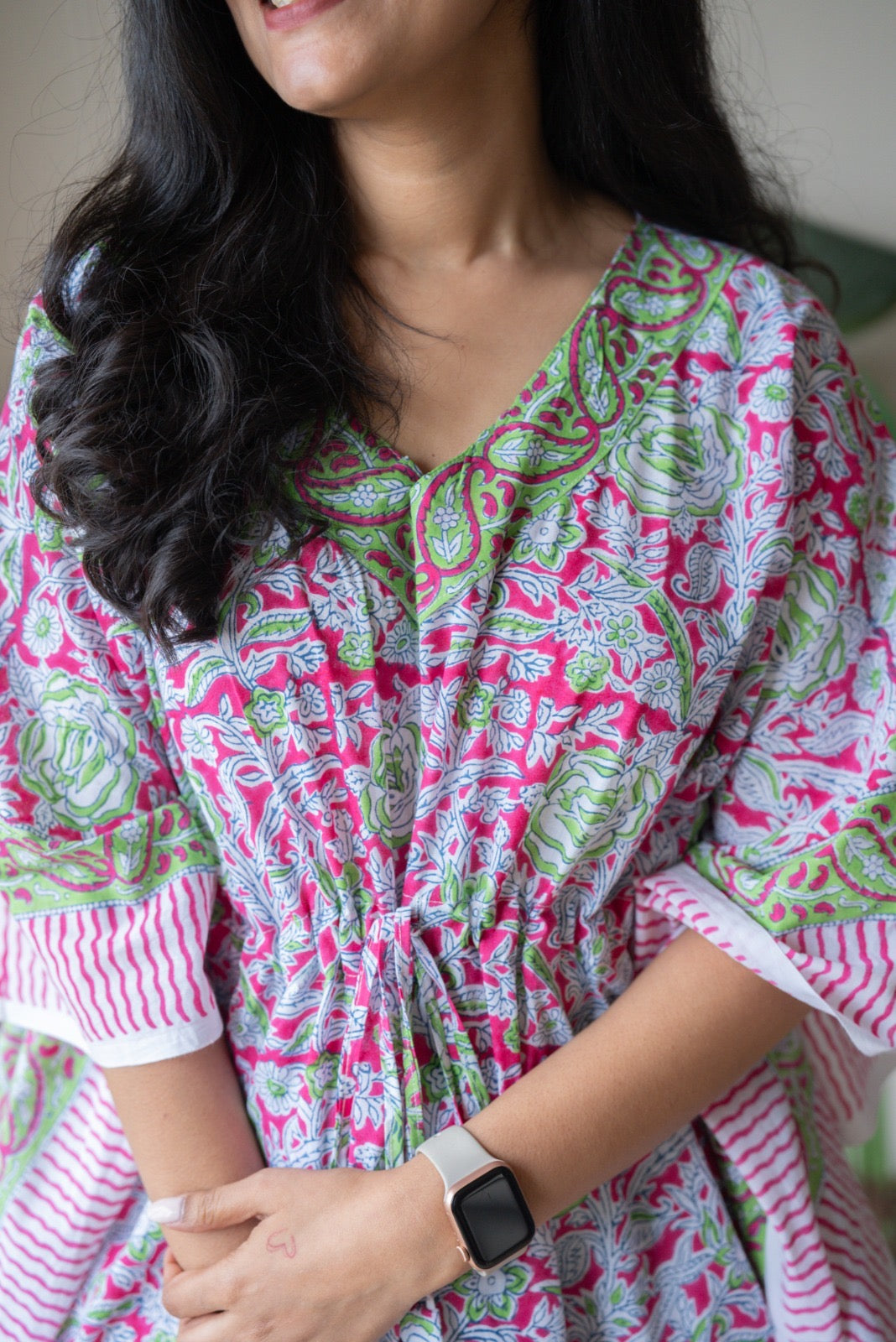 Kashi Block Print Kaftan- Bright Paisley