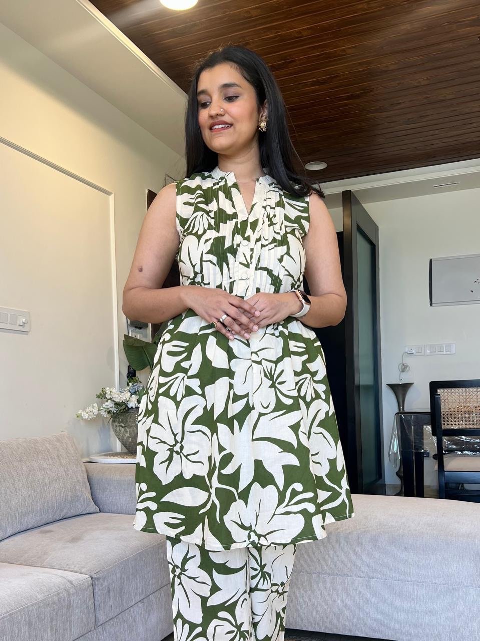 Meesa Pintuck Short Coord Set- Green