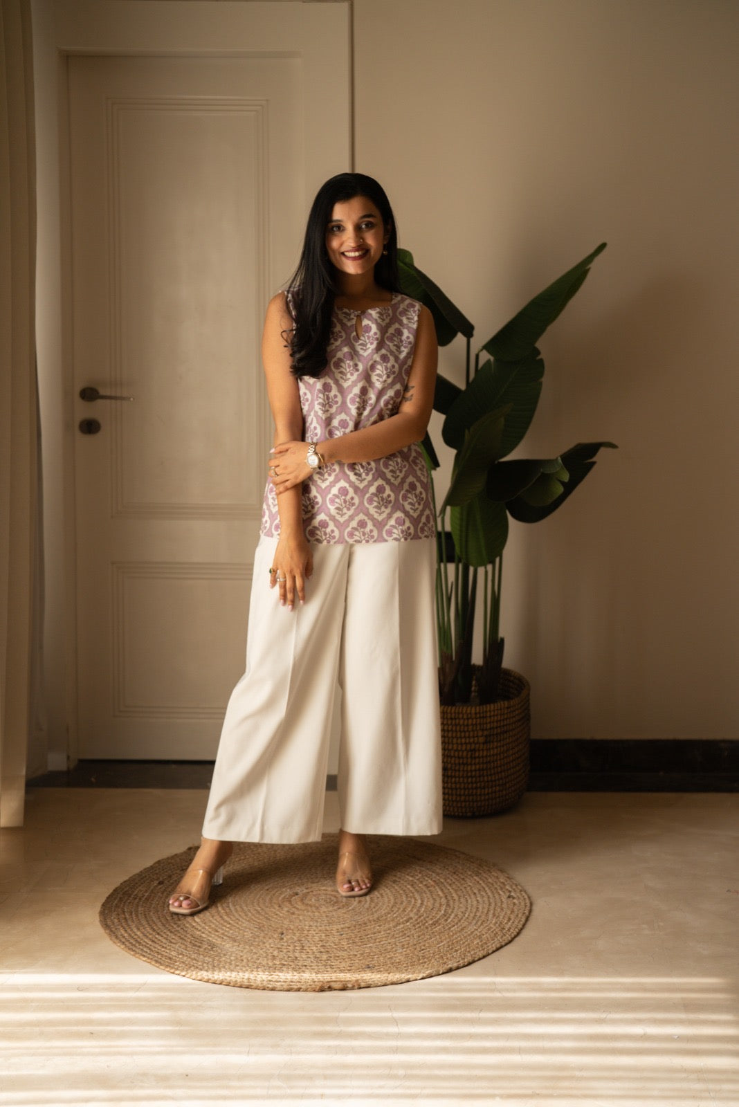 Lily 2.0 Sleeveless Cotton Top- Lavender Jaal