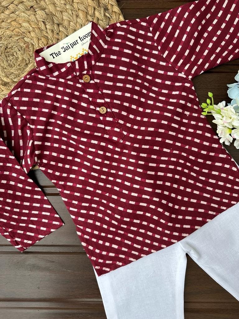 Maroon Lehriya Jacket Set