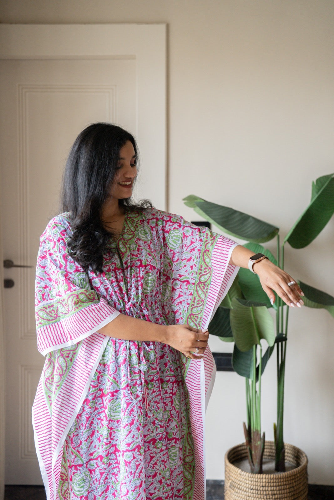 Kashi Block Print Kaftan- Bright Paisley