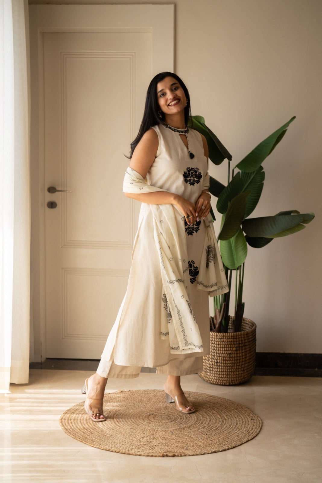 Lubana Off White Embroidered Suit