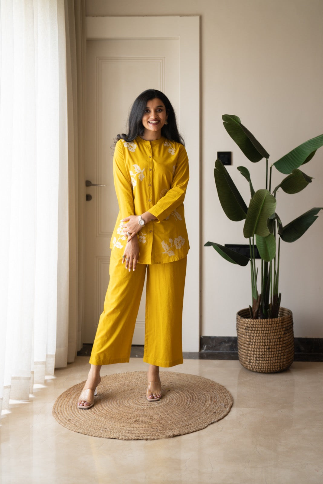 Hania Cotton Coord Set- Yellow