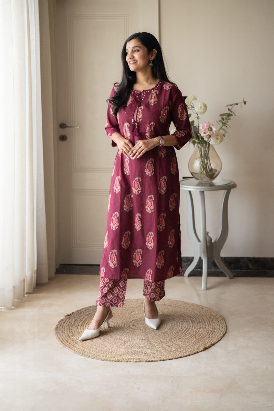 Suhani Batik Cotton Set- Wine