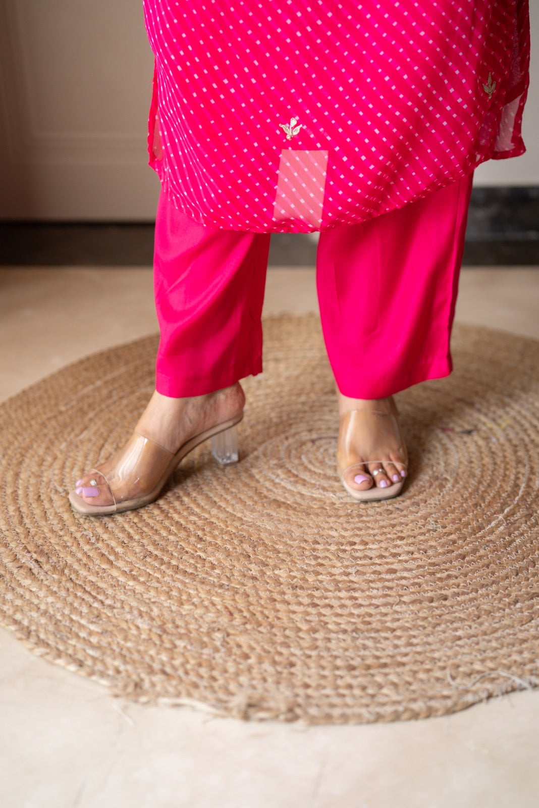 Tisca Pink Mothra Georgette Suit