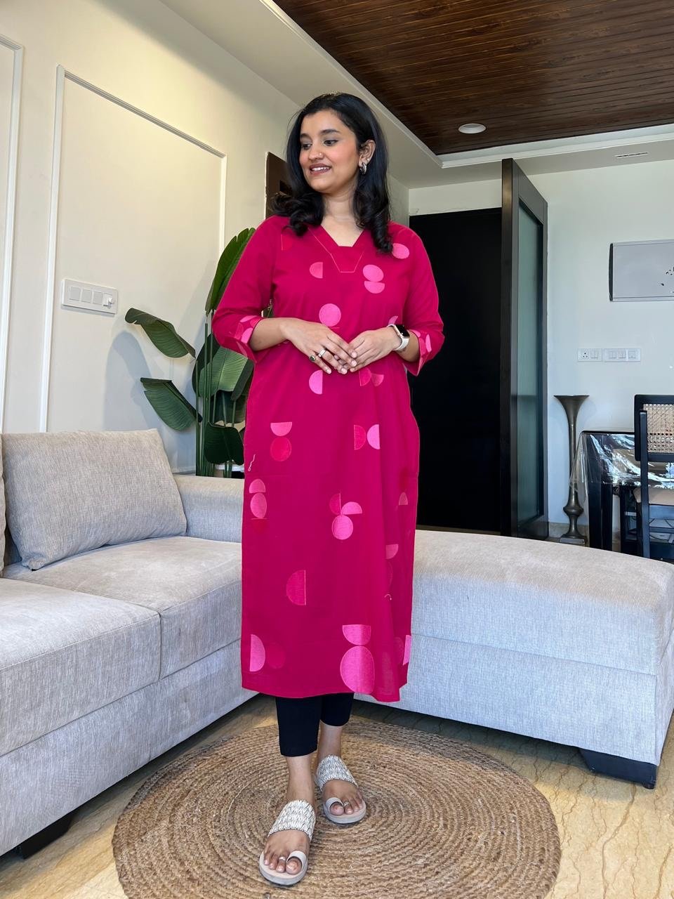 Jinni Premium Cotton Kurta- Pink