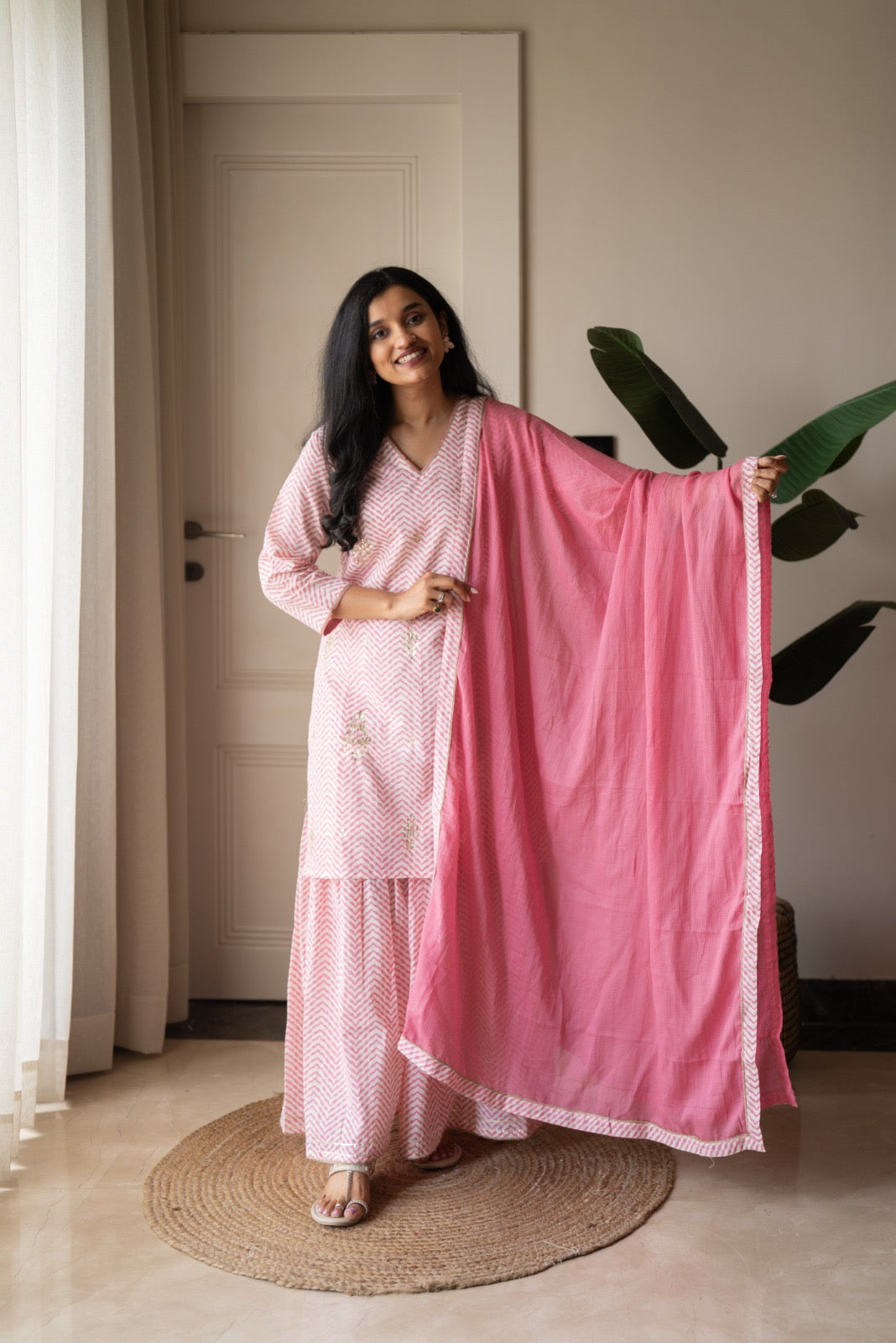 Namya Leheriya Sharara Set- Pink