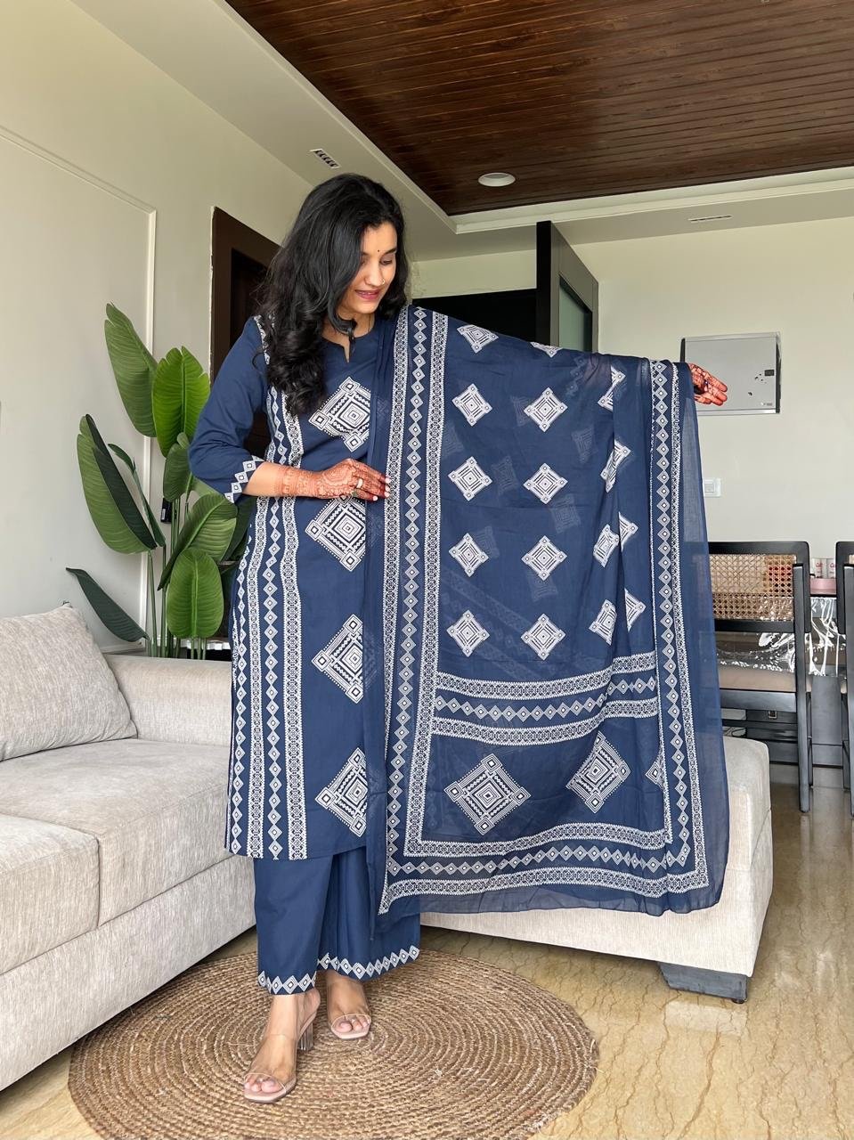 Kosha Premium Cotton Suit- Blue