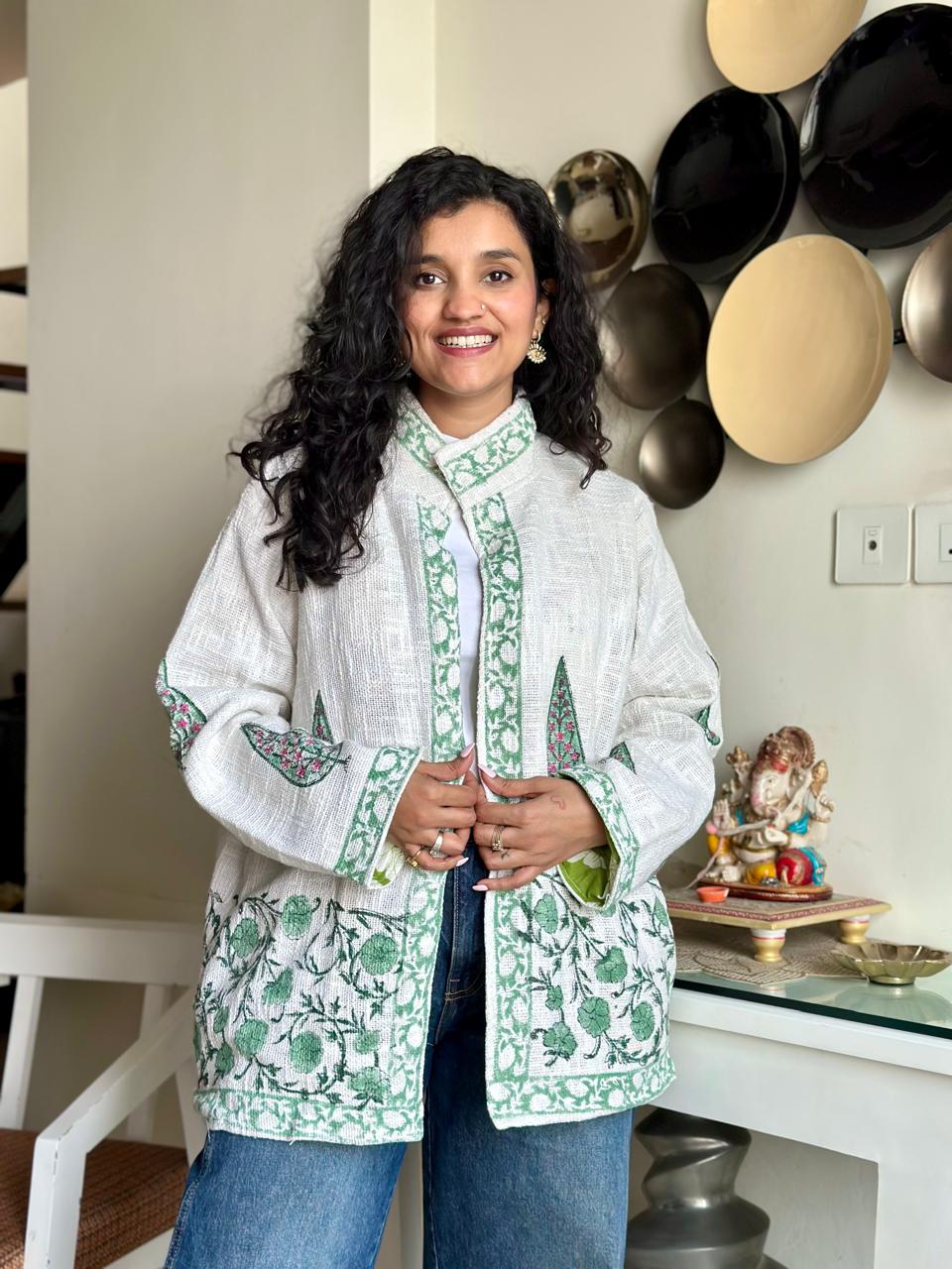 Block Print TNT Jacket- White Boota
