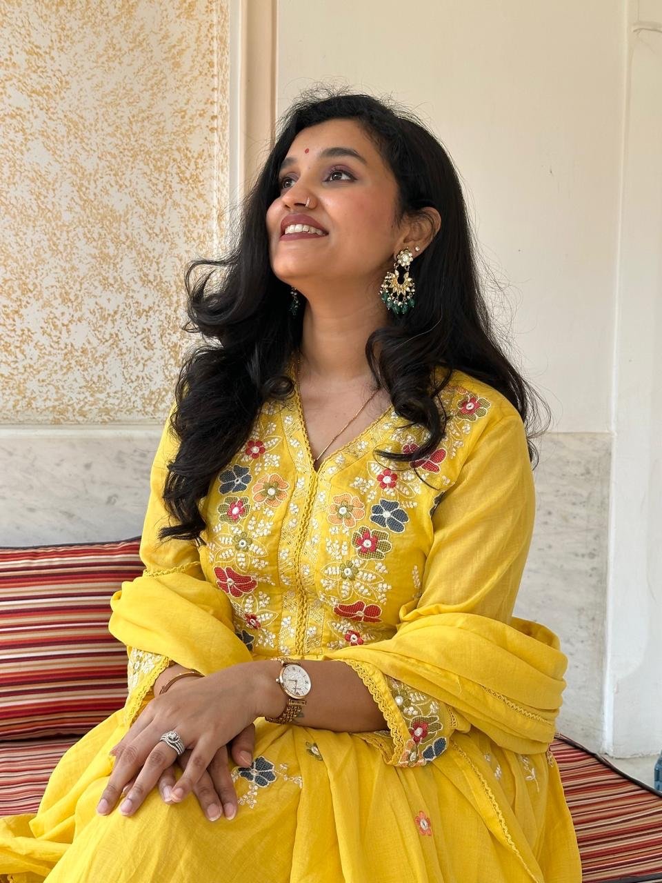 Sunaina Embroidered Mul Cotton Anarkali Set