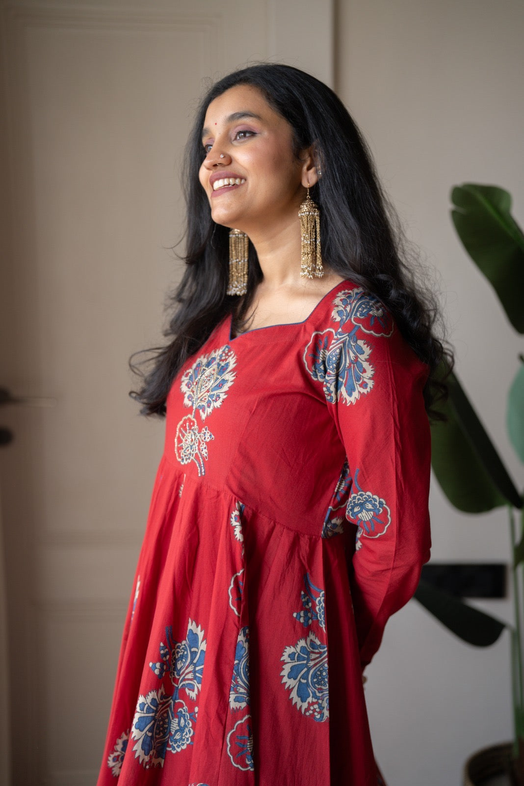 Mahara Maroon Boota Anarkali Set
