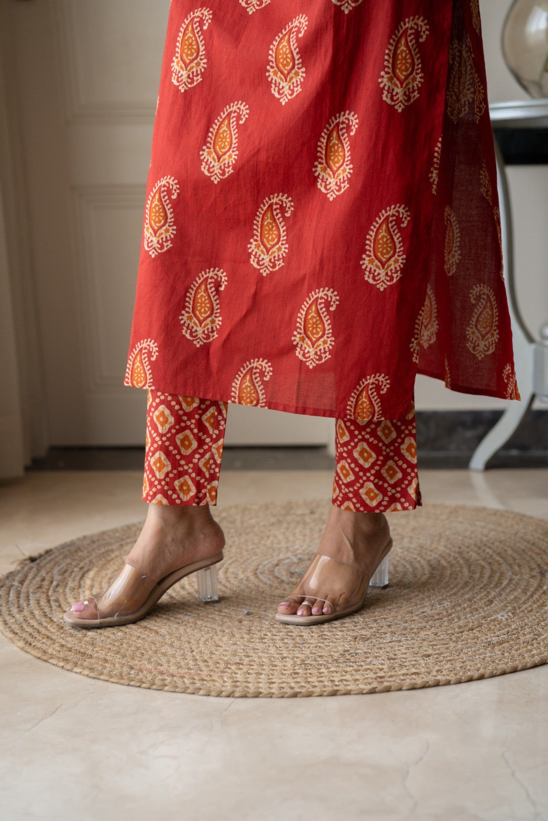 Suhani Batik Cotton Suit- Red