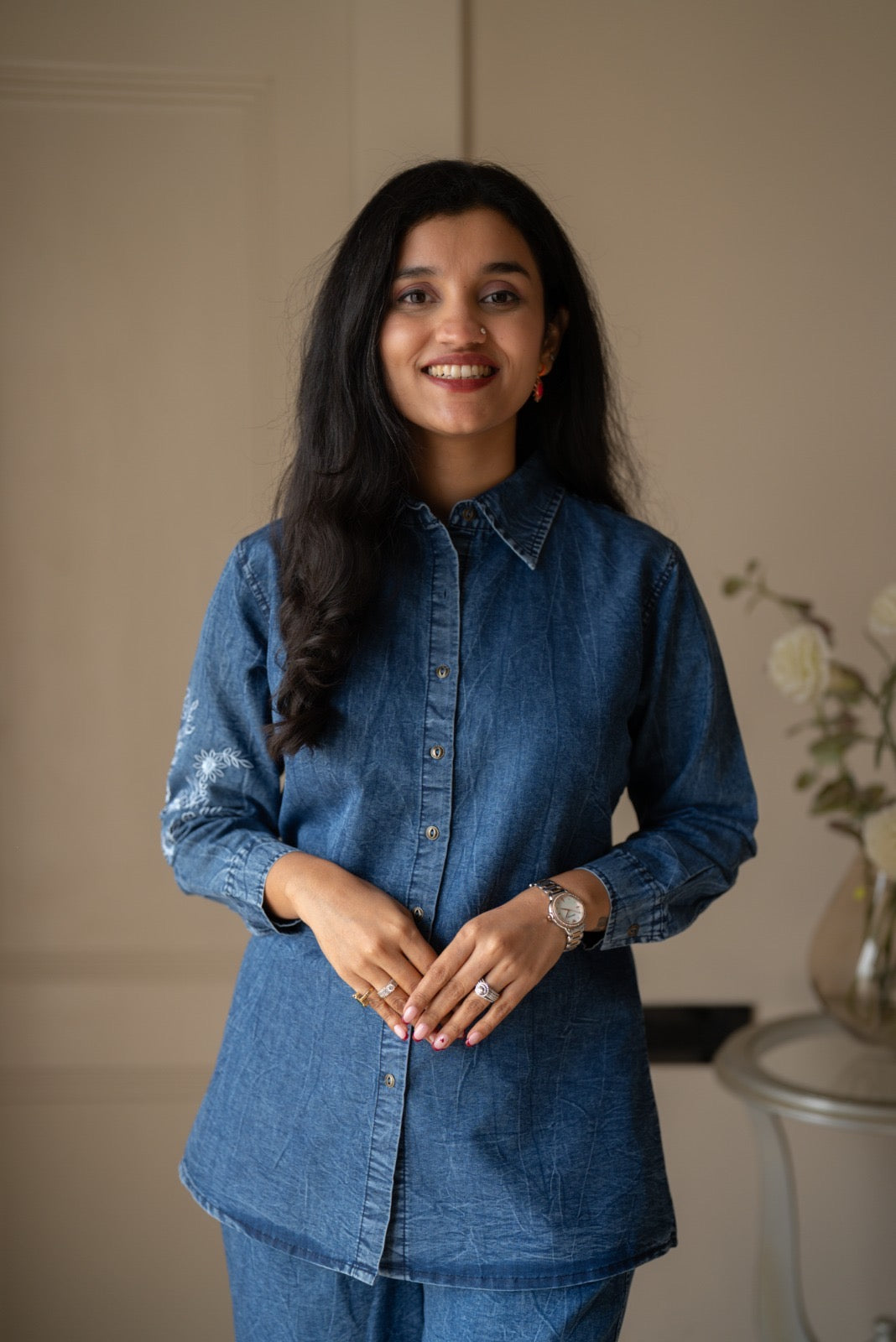 Nimya Denim Shirt Coord Set