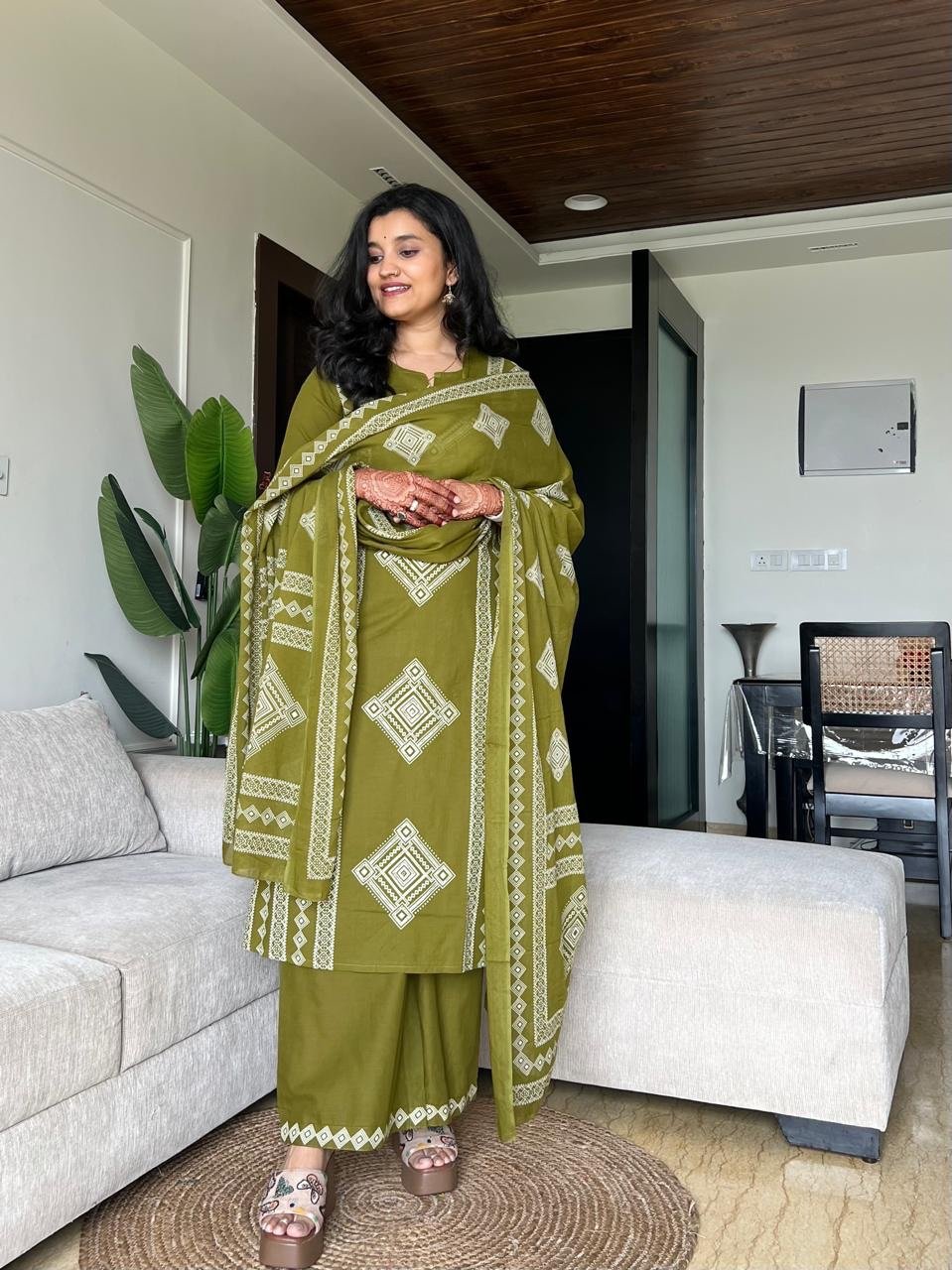 Kosha Premium Cotton Suit- Green