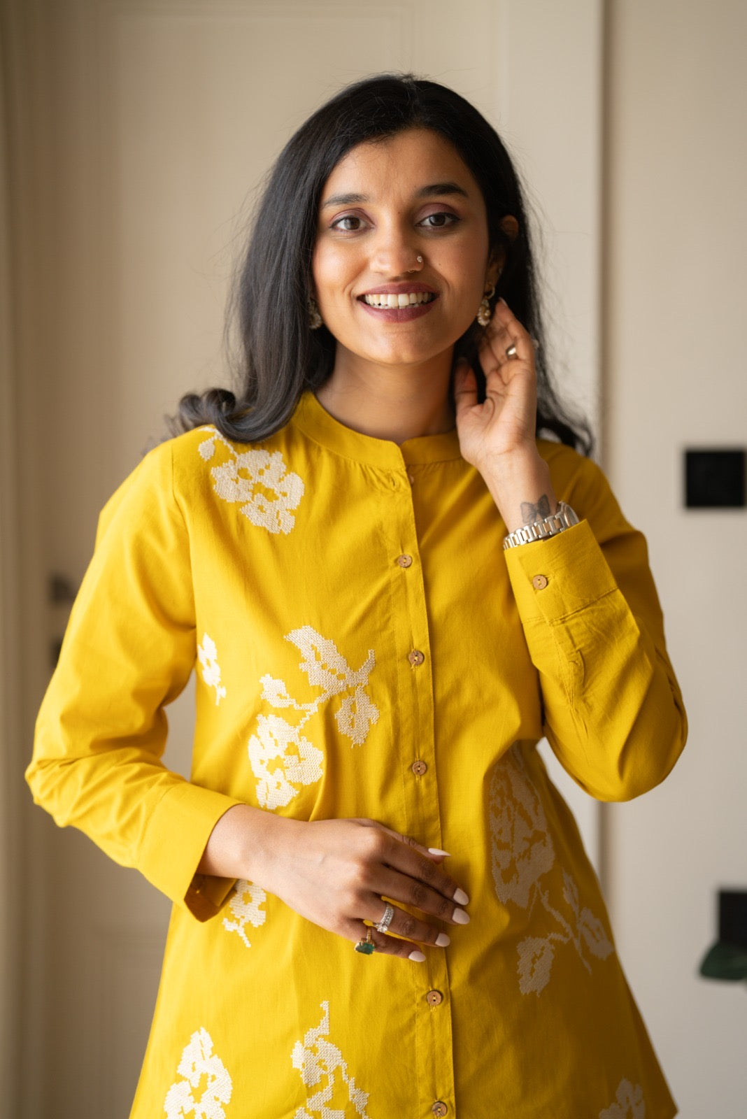 Hania Cotton Coord Set- Yellow
