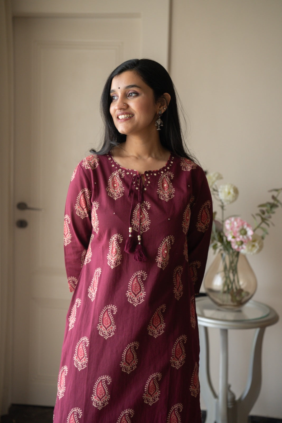 Suhani Batik Cotton Set- Wine