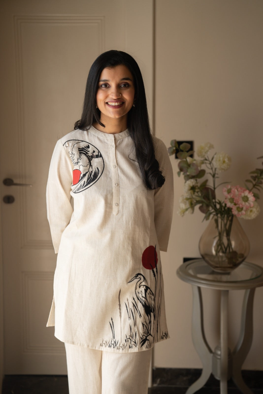 Aarya Slub Elegant Coord Set- Off White