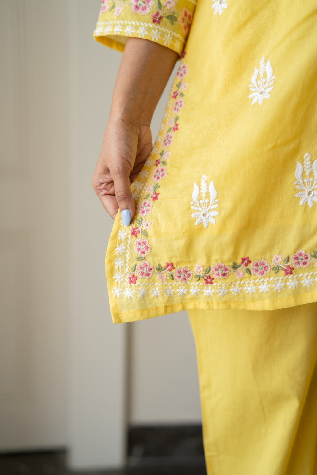 Preet Mulmul Luxe Coord Set- Yellow