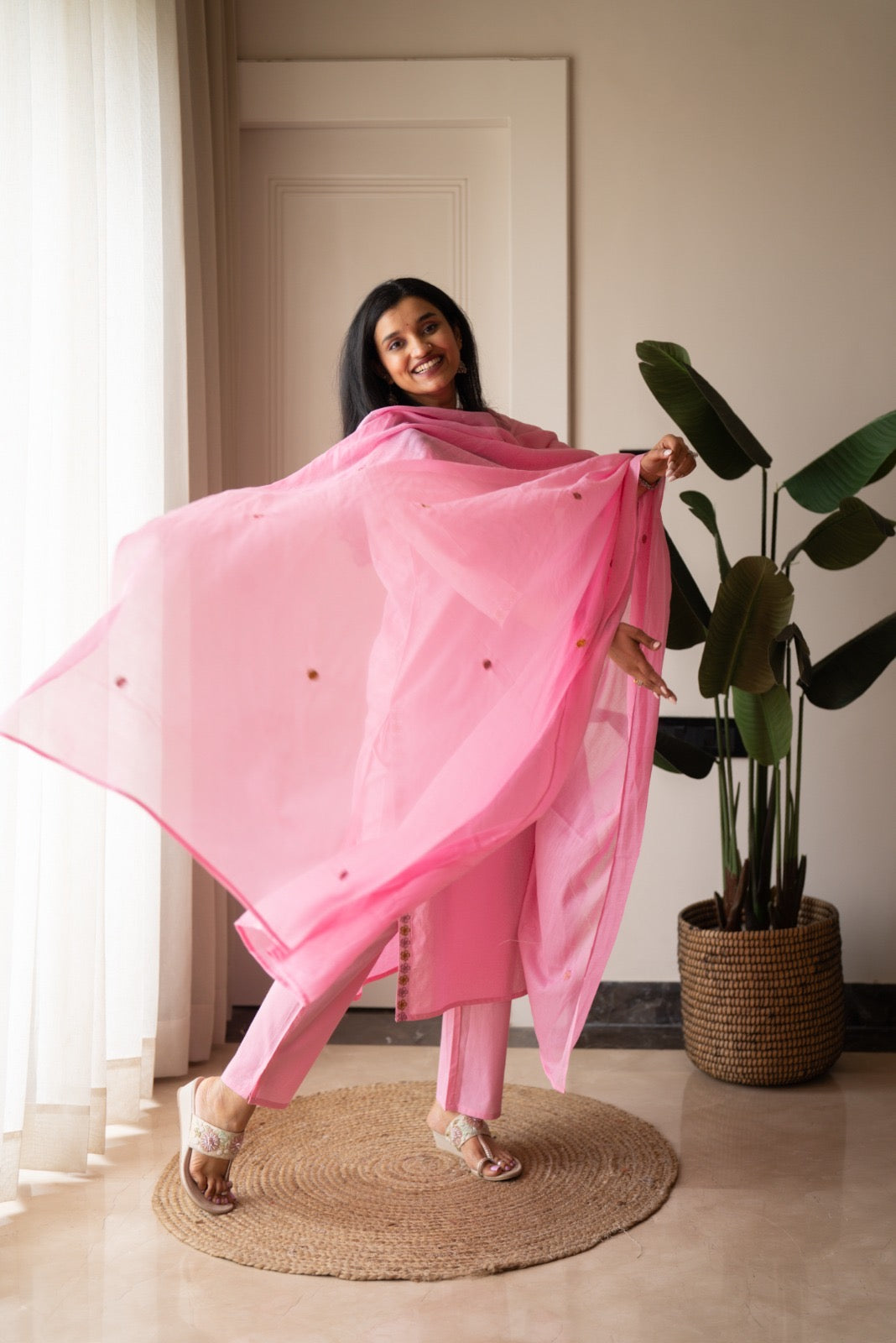 Kayna Soft Cotton Suit- Pink