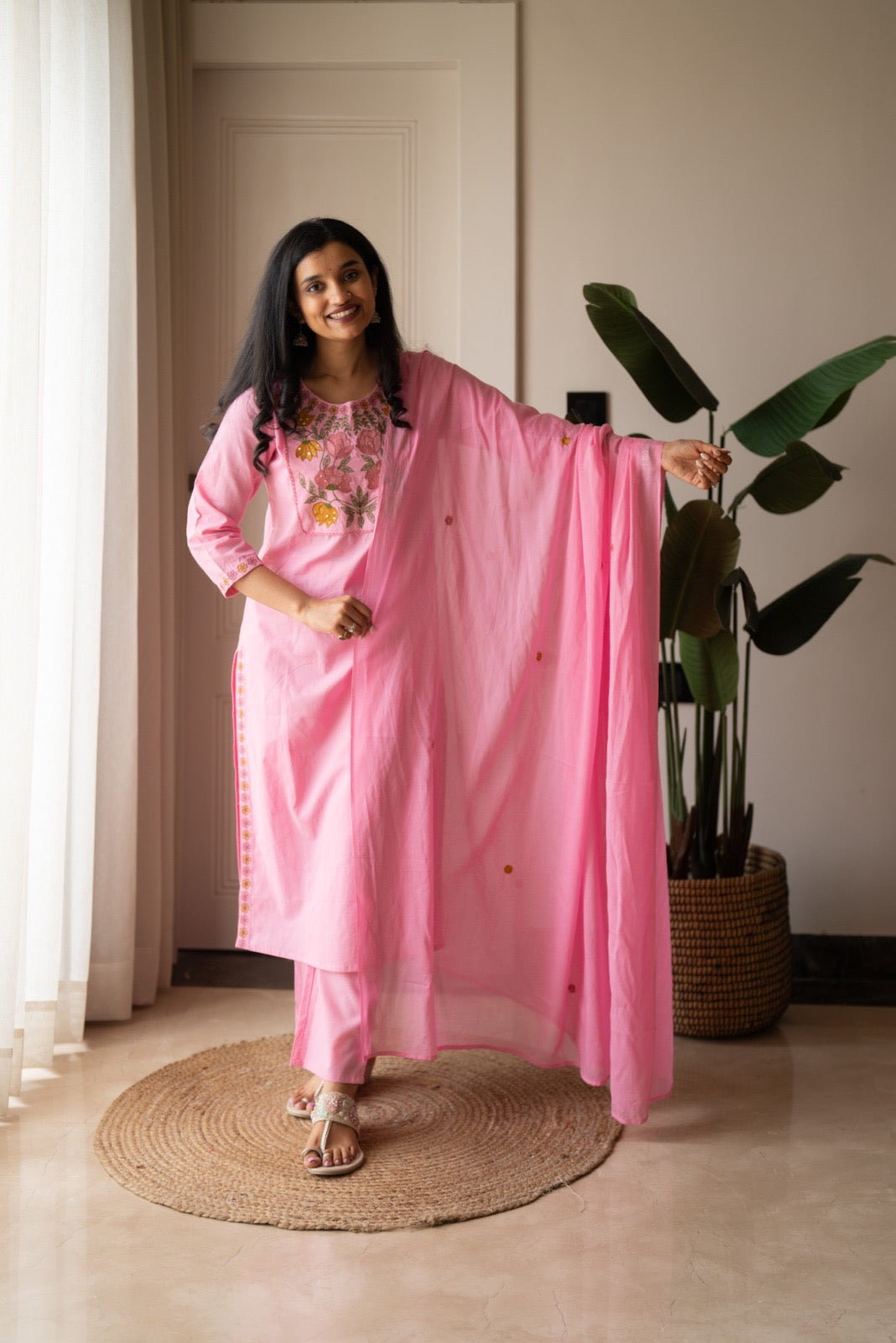 Kayna Soft Cotton Suit- Pink