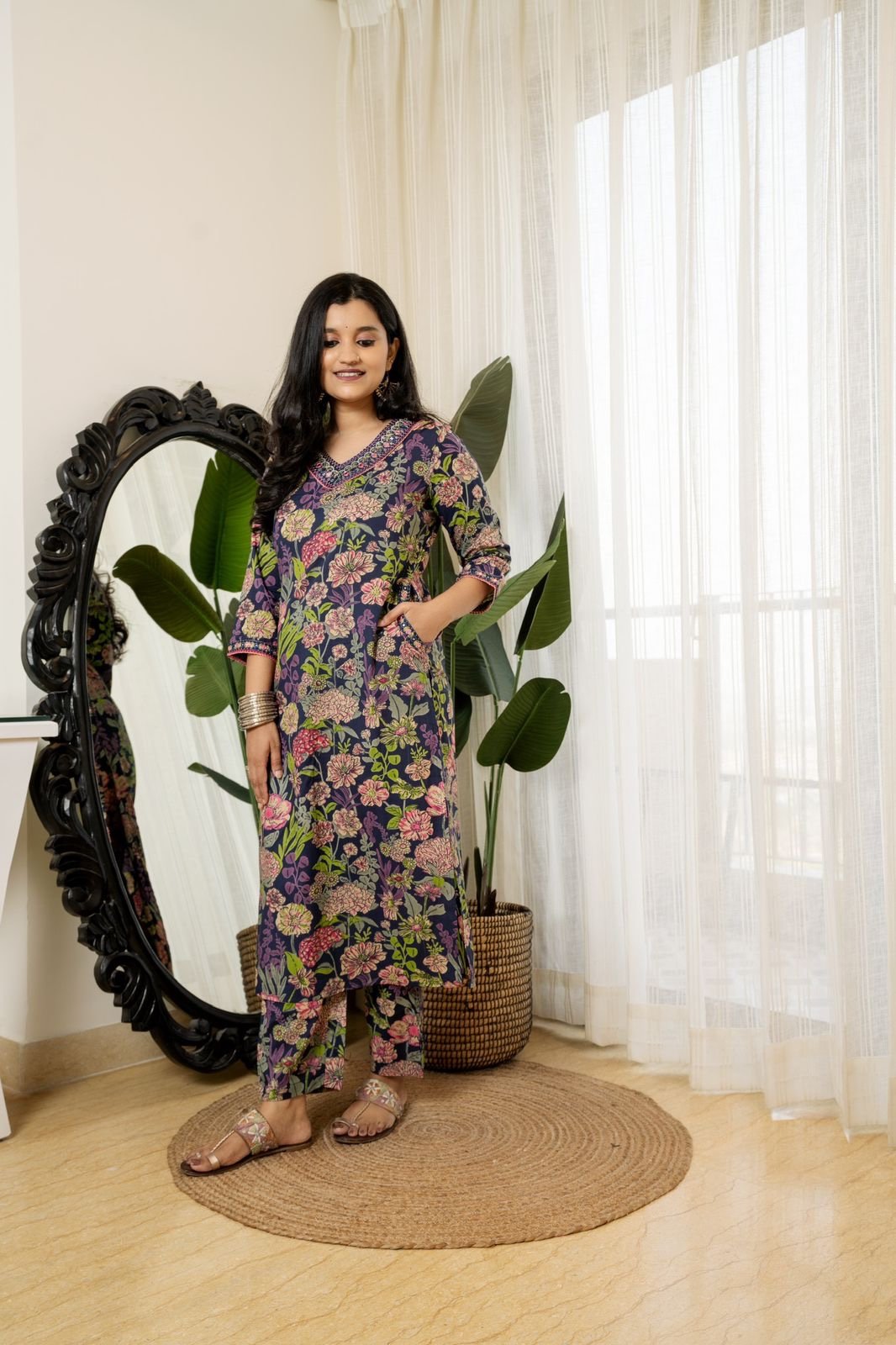 Blue Multi Floral Cotton Set