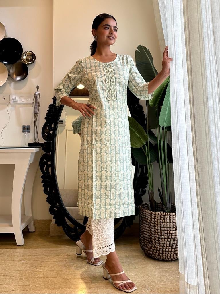 Greenish Soft Cotton Kurta
