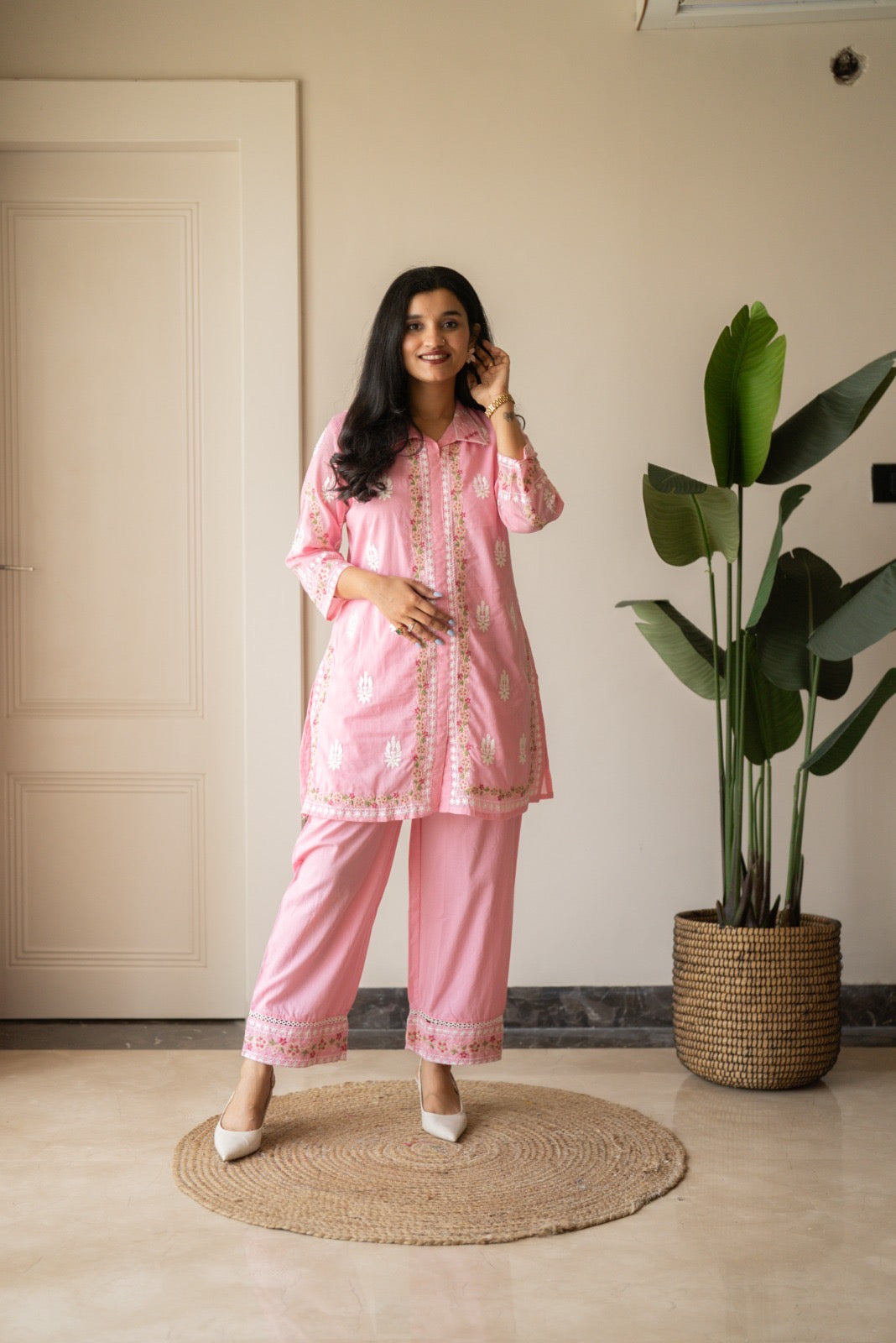 Preet Mulmul Luxe Coord Set- Pink
