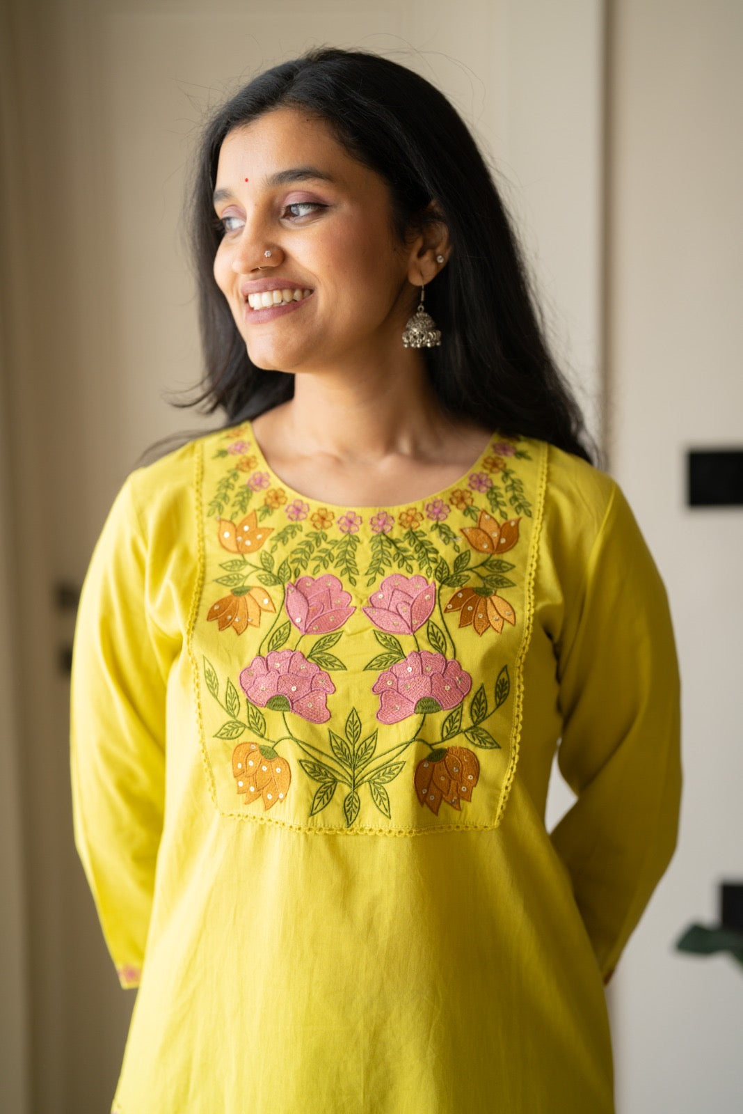 Kayna Soft Cotton Suit- Lime Green