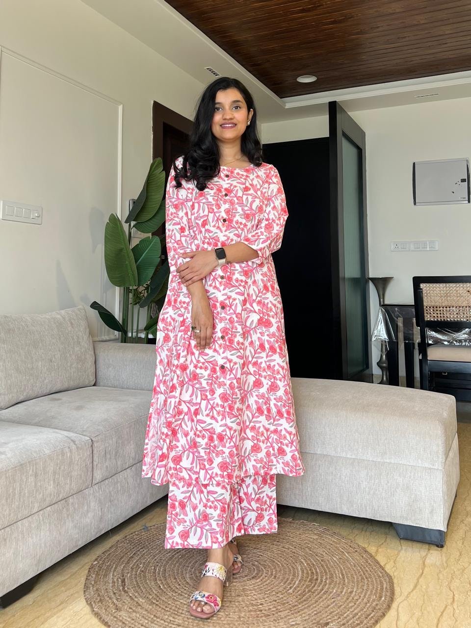 Sheena A-line Cotton Set- Pink Bel
